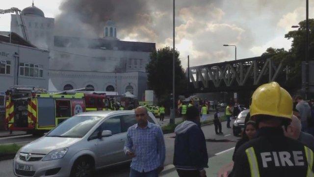 Firefighters at the London mosque blaze