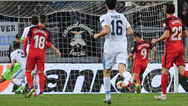 Wissam Ben Yedder scores for Sevilla against Lazio