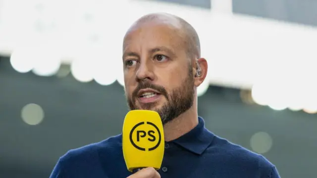 Premier Sports Pundit Alan Hutton during a Premier Sports Cup Second Round match between Rangers and Alloa Athletic at Ibrox Stadium on August