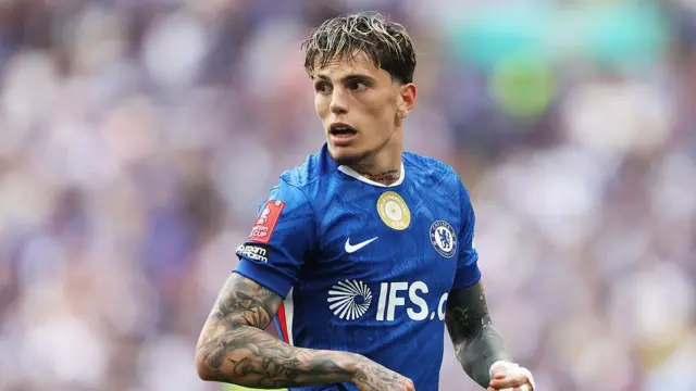 Alejandro Garnacho of Chelsea during the Emirates FA Cup Semi Final match between Chelsea and Leeds United on April 26, 2026.