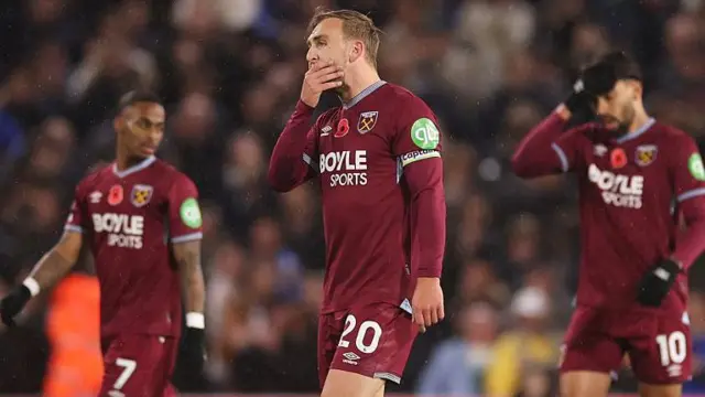 West Ham players look dejected after conceding a goal