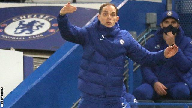 New Chelsea boss Thomas Tuchel shouts instructions during his side's game with Wolverhampton Wanderers