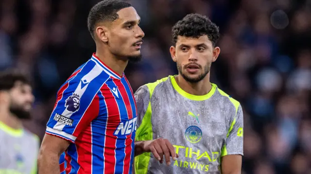 Maxence Lacroix and Matheus Nunes in action for Crystal Palace and Manchester City respectively