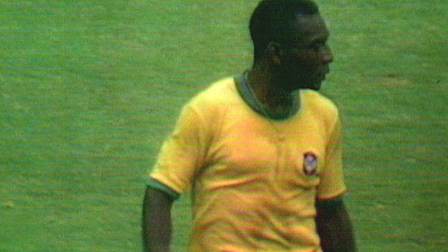 Pele nearly scores from the halfway line for Brazil against Czechoslovakia