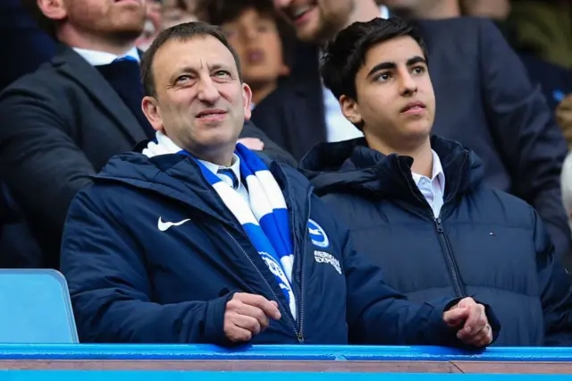 Brighton & Hove Albion owner Tony Bloom looks on