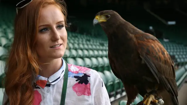 Rufus with handler Imogen (left)