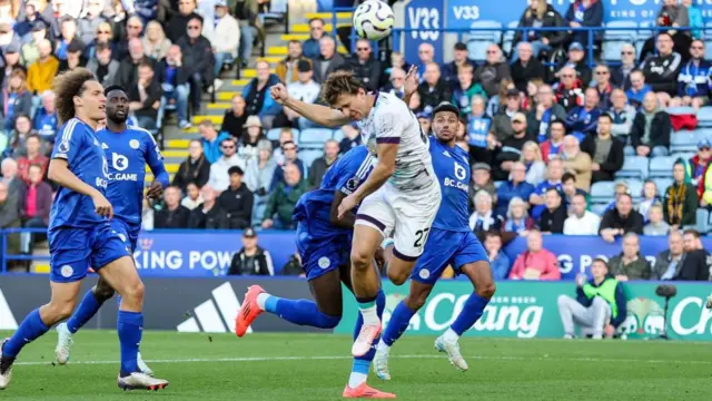 Illia Zabarnyi of Bournemouth sees his header comes back off the post