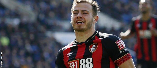 Ryan Fraser of Bournemouth playing against Brighton