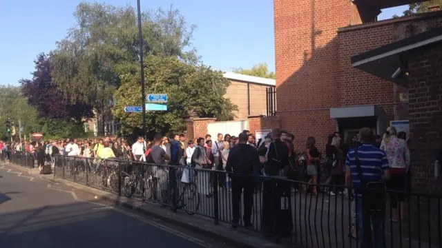 Queue at Gospel Oak, 8am. Photo: Chris Phillips