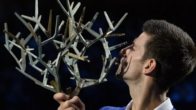 Novak Djokovic with the Paris Masters trophy