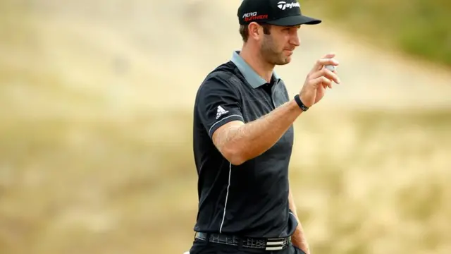 Dustin Johnson celebrates