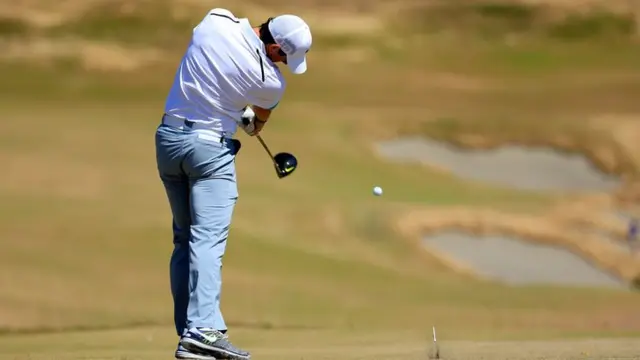 Rory McIlroy hits a big drive