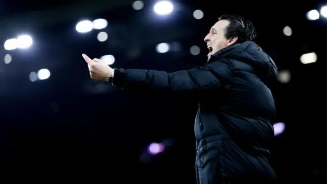 Unai Emery manager of Aston Villa in action