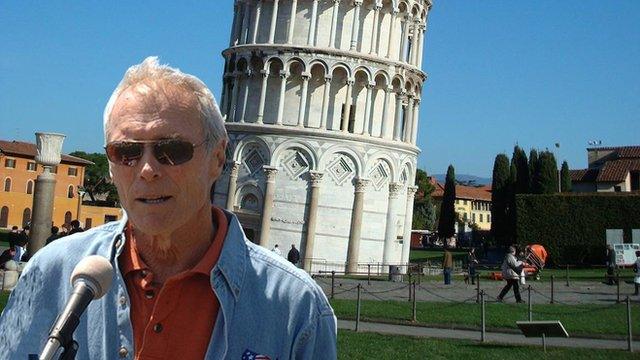 Researchers used pictures such as Clint Eastwood in front of the Leaning Tower of Pisa