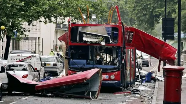 Bus after explosion on 7 July