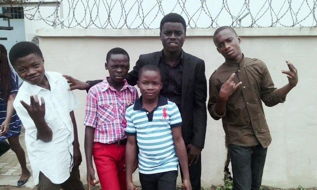 Okina with some of the street children