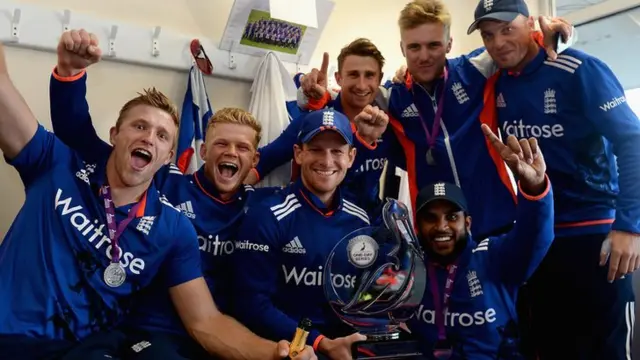 England celebrate their one-day series win over New Zealand