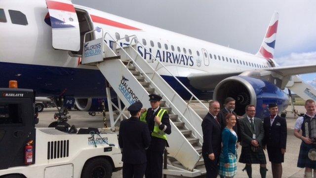 First of new BA flights lands at Inverness Airport