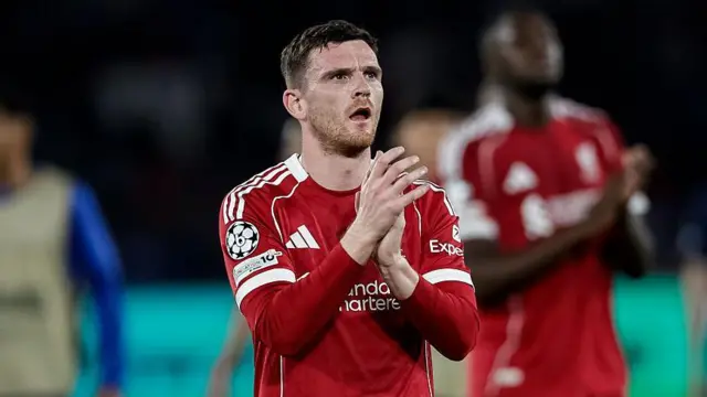 Andy Robertson of Liverpool thanks supporters