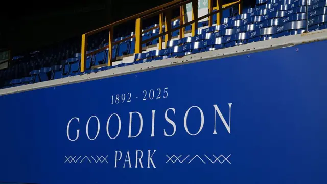 Sign inside Goodison Park with 1892-2025