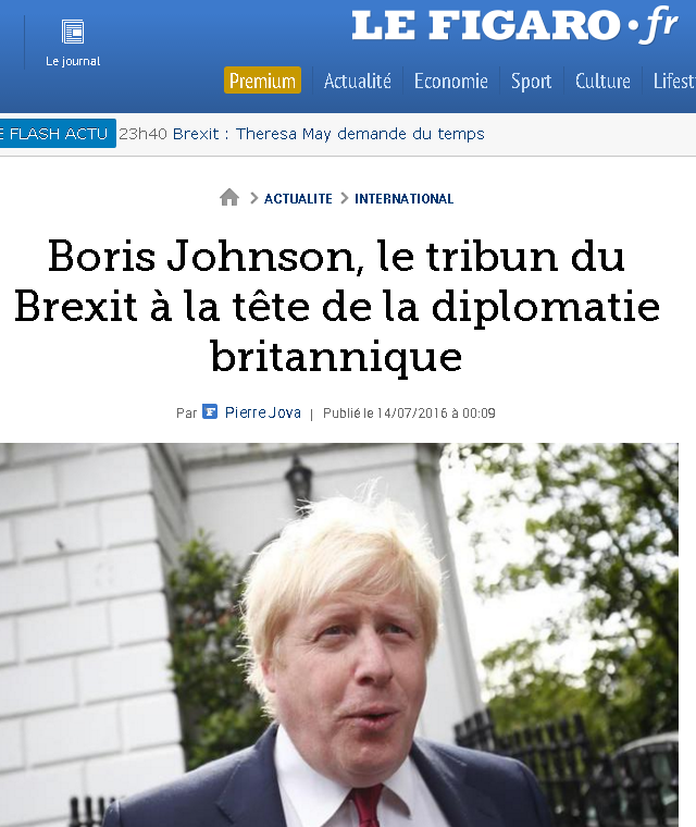 Le Figaro headline and photograph