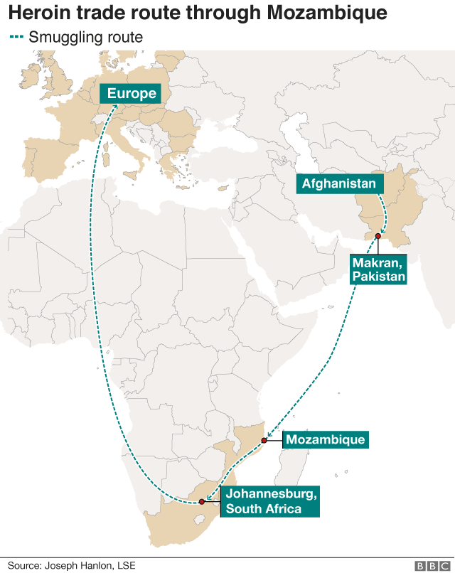 map showing the smuggling route