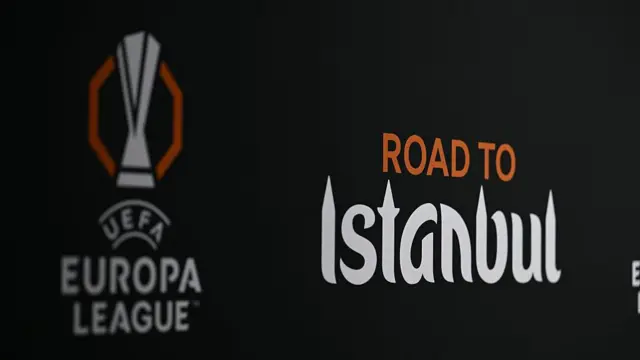 A detailed view of 'Road to Istanbul' branding ahead of the Europa League draw