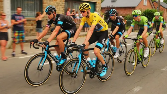 Team Sky at the front of the peloton