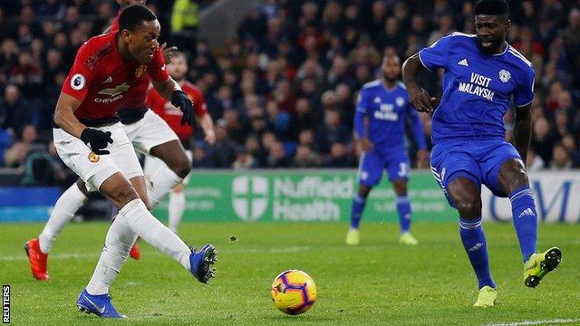 Anthony Martial scores United's third goal