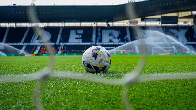Generic shot of a ball on the pitch at Pride Park