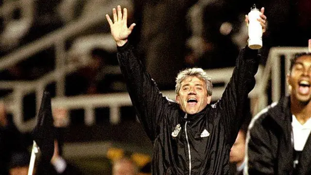 Kevin Keegan celebrates goal as Fulham manager