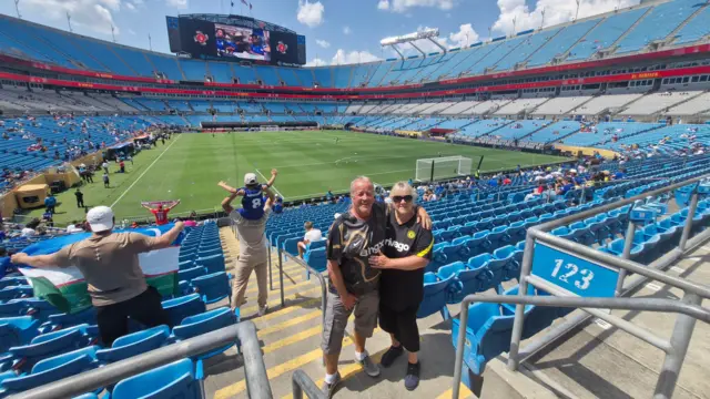 Mark & Elaine at a stadium