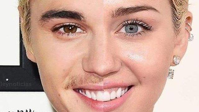 Miley Cyrus and Justin Bieber's faces spliced together show how similar they look