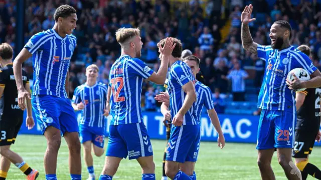 Kilmarnock's David Watson celebrates scoring to make it 2-0 with Djenairo Daniels.