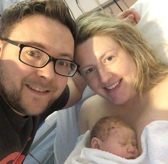 Angharad Phillips and partner Gareth with baby Eli Gwen