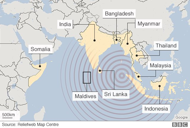 Map of 2004 tsunami