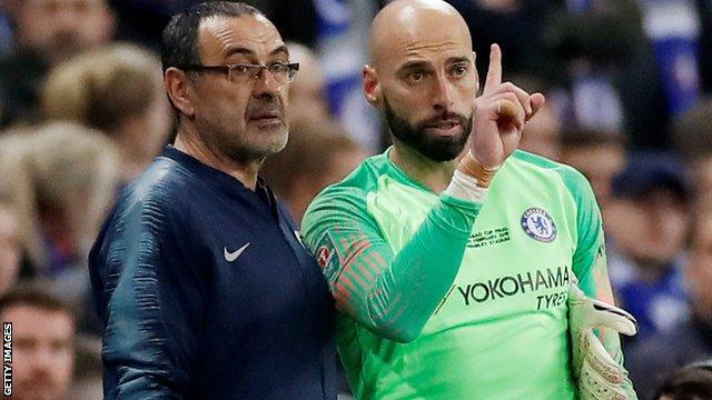 Maurizio Sarri and Willy Caballero