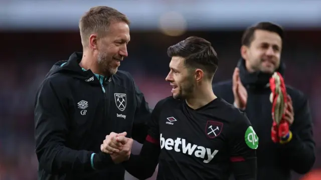 Graham Potter embraces Aaron Cresswell