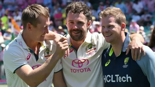 Marnus Labuschagne, Travis Head and Steve Smith