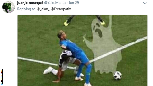 Neymar being scared by a ghost