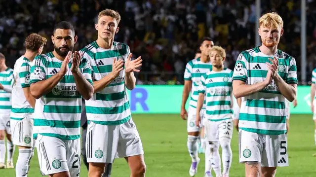 Celtic defenders Cameron Carter-Vickers, Dane Murray and Liam Scales