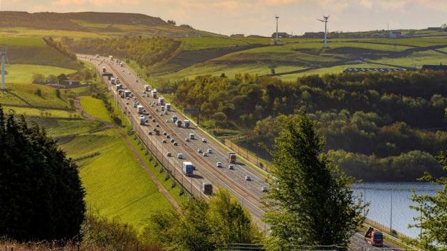 A distance photo of the M62 near Scammonden