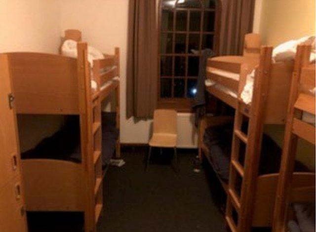 Two bunk beds in the hostel