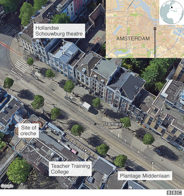 Map of Amsterdam showing deportation sites