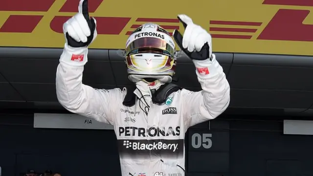 Lewis Hamilton celebrates