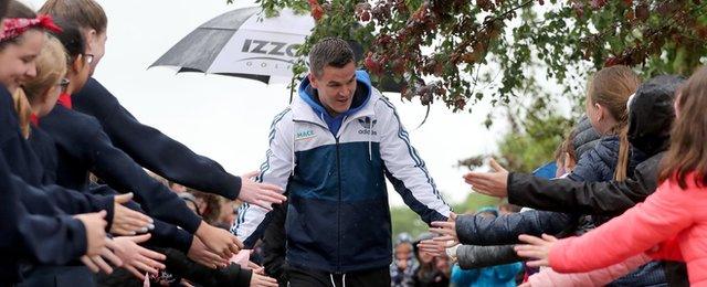 Johnny Sexton visited Caherline National School in Limerick to deliver a coaching masterclass to students