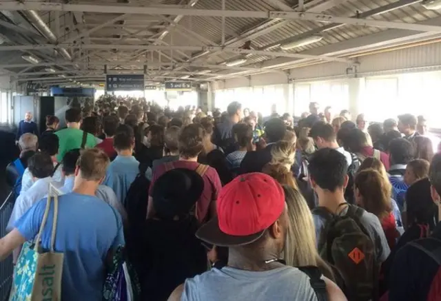 Crowded platform at Clapham Junction