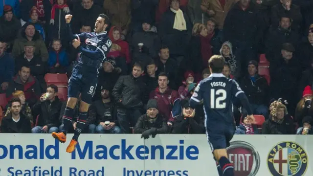 Ross County's Brian Graham (left) celebrates after scoring his side's second goal against Aberdeen