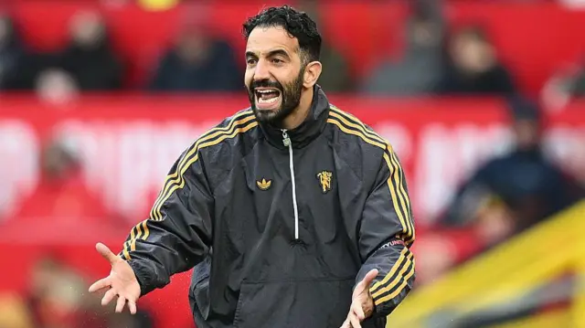 Ruben Amorim shouts from the touchline