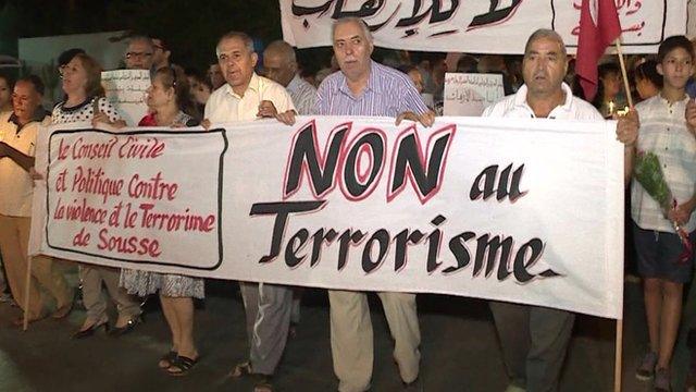 Tunisians marching against terrorism